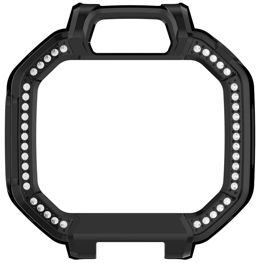 For Huawei Watch Kids X1 / X1 Pro Case Rhinestone Decor Hollow PC Watch Cover with Tempered Glass Screen Protector - Black - 7
