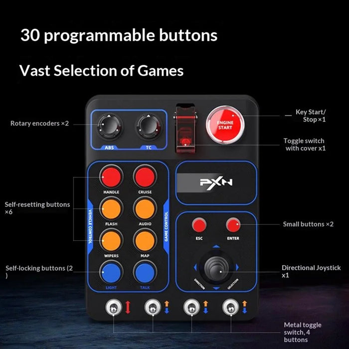 PXN CB1 Racing Simulator Control Box 30 Programmable Buttons RGB Lights for PC Gaming - Black - 6