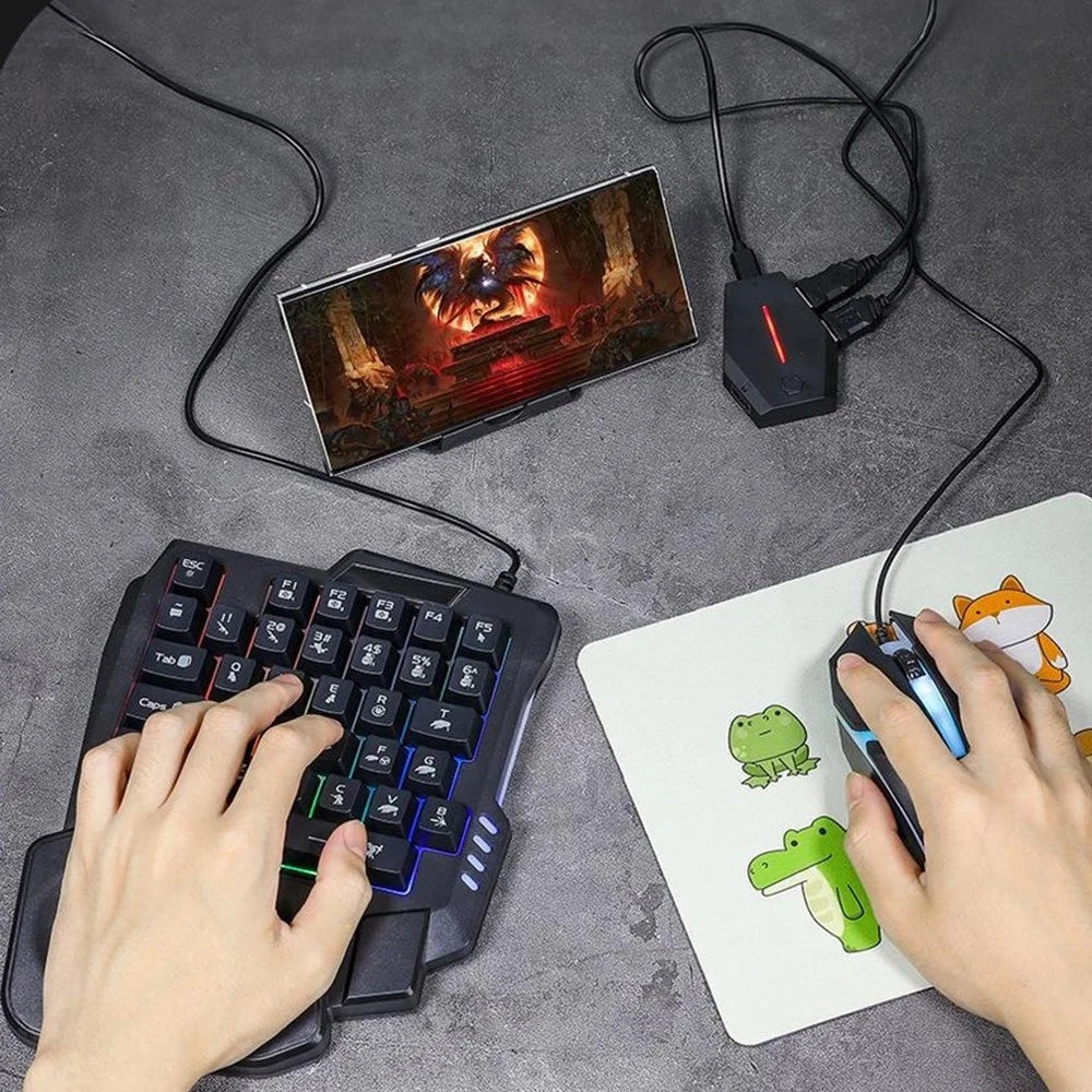 KTR01 5 in 1 Mobile Game Combo Pack Phone Keyboard Mouse Converter Set for PUBG Gaming - Black - 4