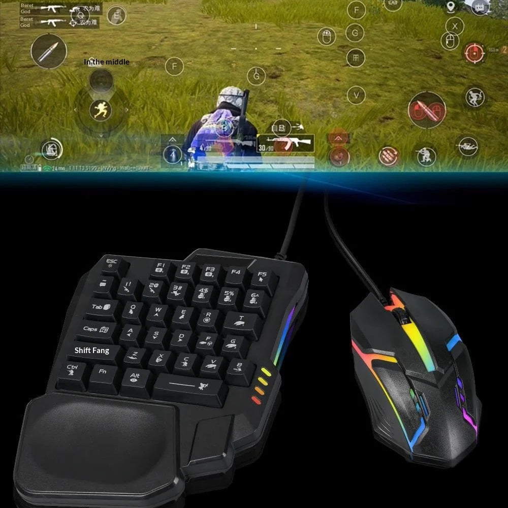 KTR01 5 in 1 Mobile Game Combo Pack Phone Keyboard Mouse Converter Set for PUBG Gaming - Black - 5