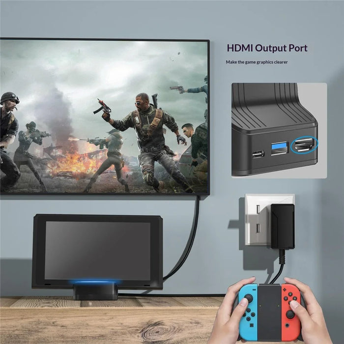 SND-493 For Nintendo Switch  /  OLED Multi-function HD TV Converter Dock with USB Ports 3 in 1 Cooling Stand - Black - 3