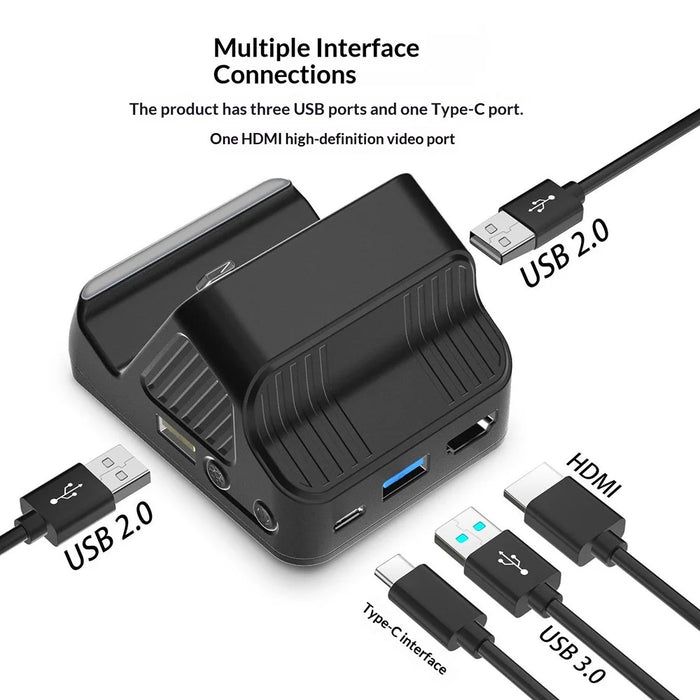 SND-493 For Nintendo Switch  /  OLED Multi-function HD TV Converter Dock with USB Ports 3 in 1 Cooling Stand - Black - 4