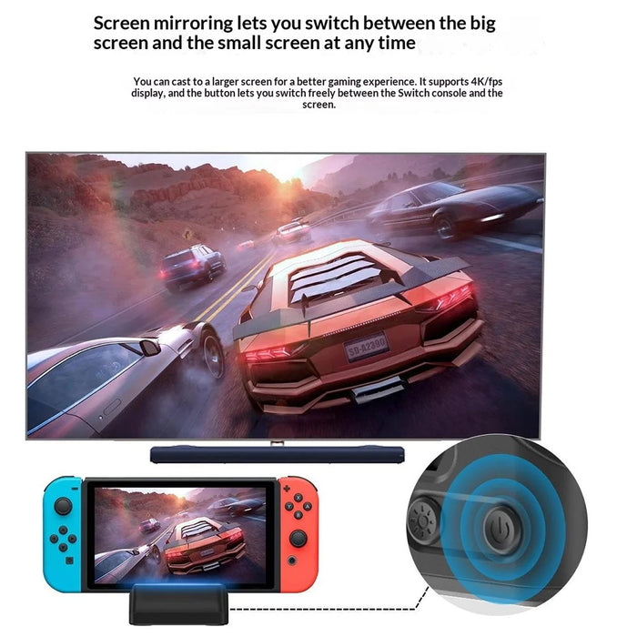 SND-493 For Nintendo Switch  /  OLED Multi-function HD TV Converter Dock with USB Ports 3 in 1 Cooling Stand - Black - 5