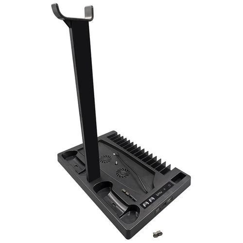 IPLAY HBP-271 For Sony PlayStation 5 Cooling Stand Dual Controller Charging Station Game Disc Storage Headset Holder Desktop Organizer - Black - 1