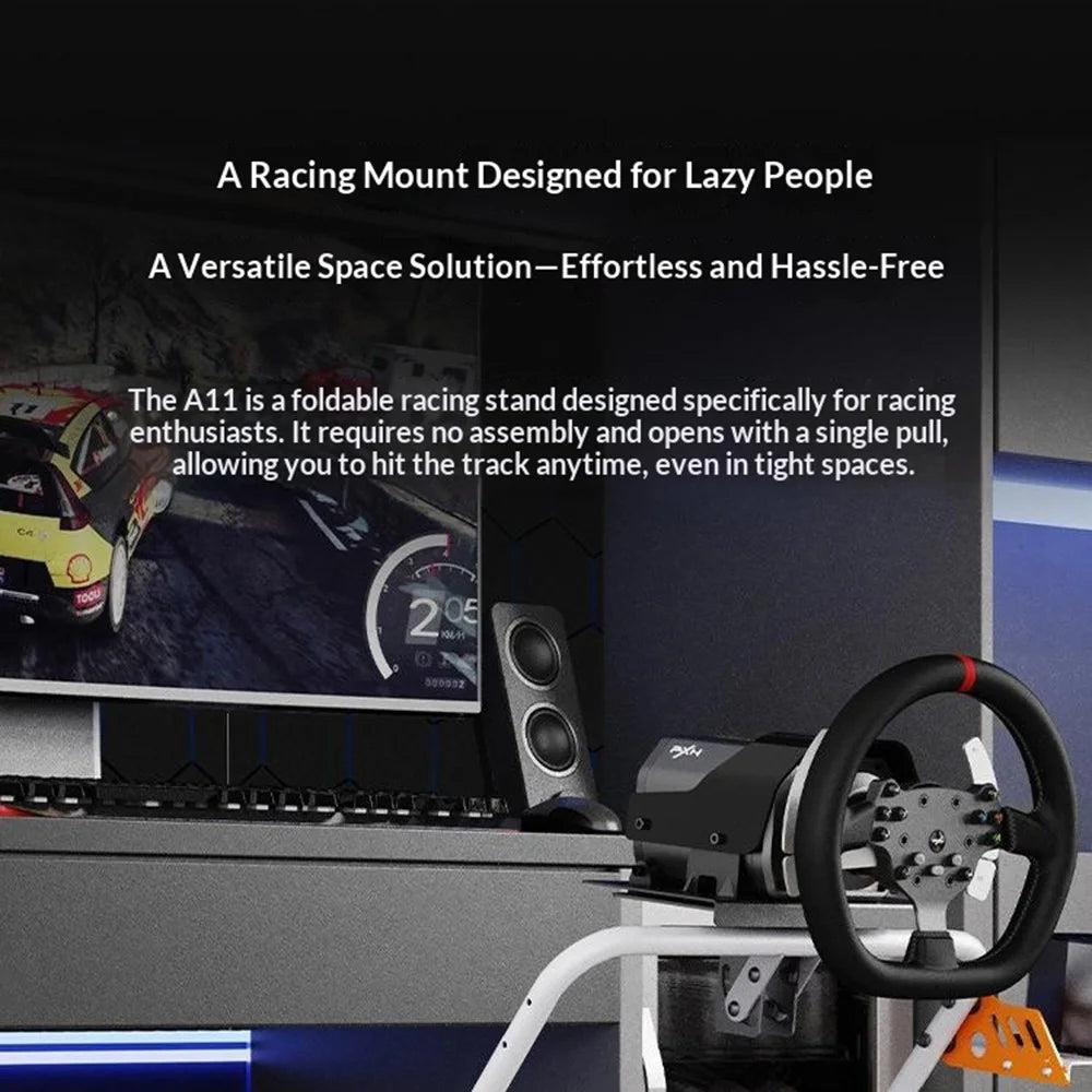 PXN A11 Foldable Racing Stand for PXN V10 / V12 / Logitech G29 / G920 / G923 Gaming Steering Wheel Support Shifter Pedal Mount - Black - 2