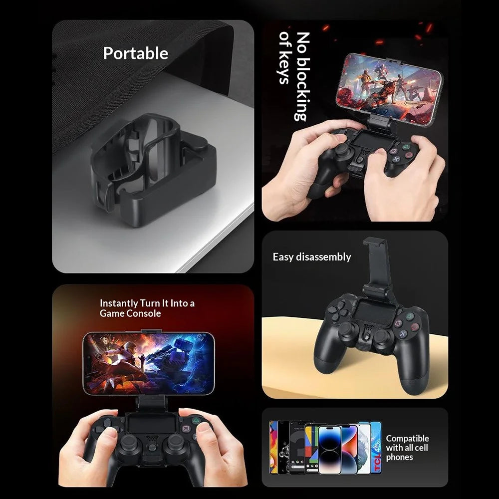 Plastic Phone Holder Mount for Game Controller Adjustable Foldable Cellphone Stand Portable Bracket - Black - 4