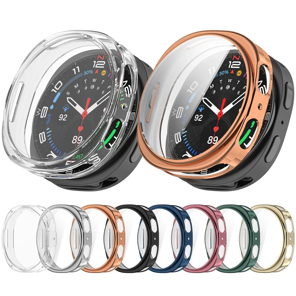 For Samsung Galaxy Watch9 40mm Electroplating TPU Protective Cover Watch Case with Screen Film - Light Gold - 7