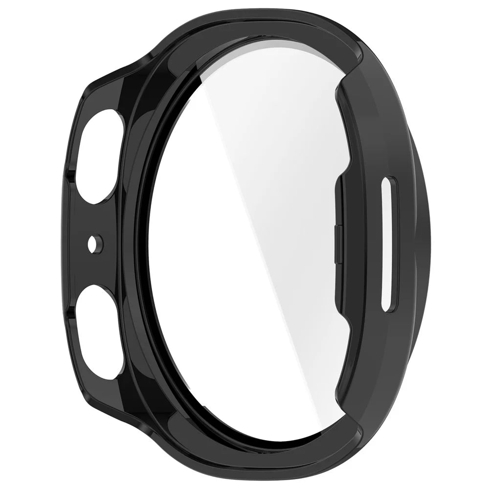For Samsung Galaxy Watch9 44mm Watch Case with Tempered Glass Full Coverage Protection Watch Cover - Bright Black - 5
