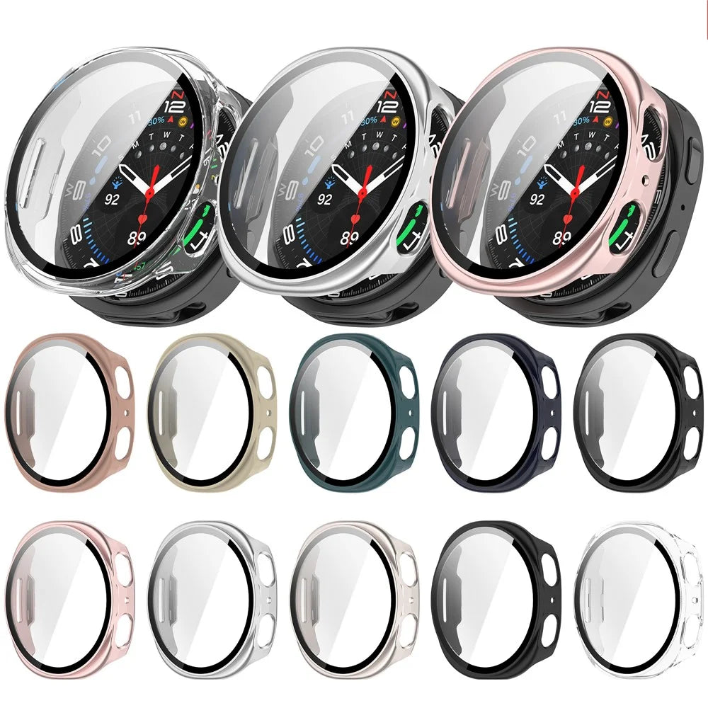 For Samsung Galaxy Watch9 44mm Watch Case with Tempered Glass Full Coverage Protection Watch Cover - Bright Black - 7
