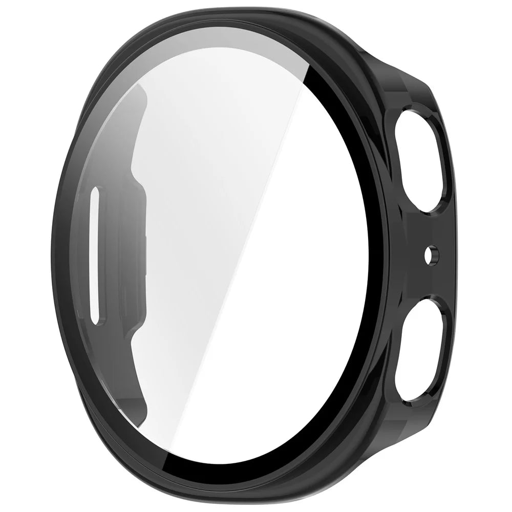 For Samsung Galaxy Watch9 40mm Watch Case with Tempered Glass Full Coverage Protection Watch Cover - Bright Black - 4