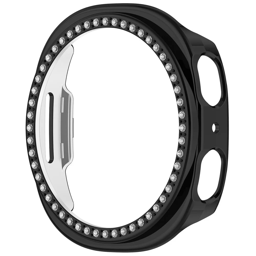 For Samsung Galaxy Watch9 40mm PC Watch Case Protective Cover with Rhinestone Decor - Black - 4