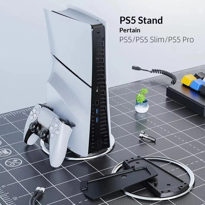 PS5 Vertical Stand for Sony PlayStation 5 / Slim / Pro Metal Base Cooling Support Anti-tip Holder - White - 2