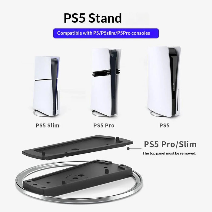 PS5 Vertical Stand for Sony PlayStation 5 / Slim / Pro Metal Base Cooling Support Anti-tip Holder - White - 3