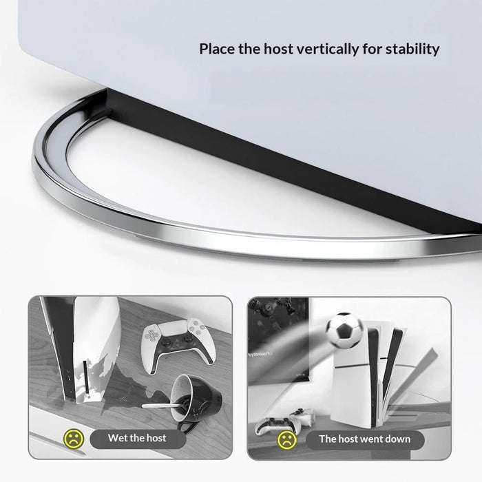 PS5 Vertical Stand for Sony PlayStation 5 / Slim / Pro Metal Base Cooling Support Anti-tip Holder - White - 4
