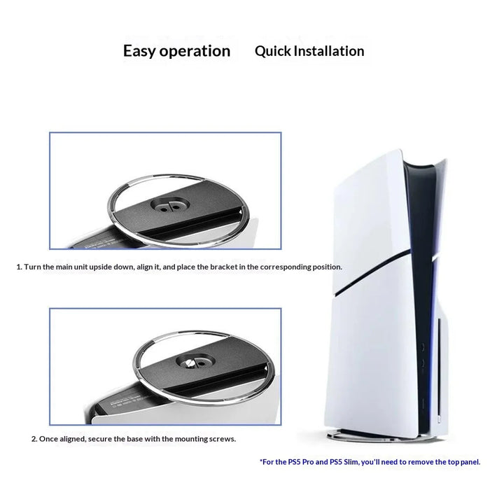 PS5 Vertical Stand for Sony PlayStation 5 / Slim / Pro Metal Base Cooling Support Anti-tip Holder - White - 5