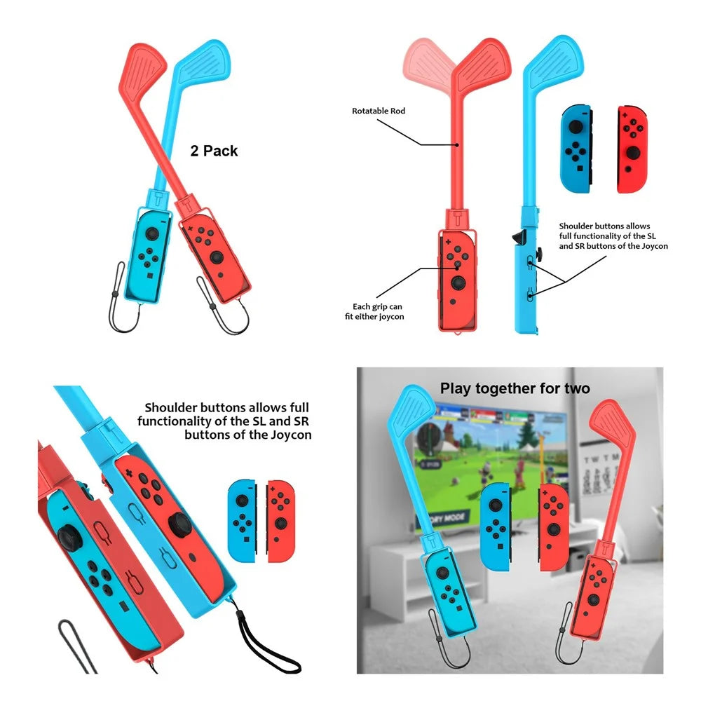 JYS NS236 For Nintendo Switch Joy-Con Controller Sports Racket Golf Club Sword Leg Strap Wrist Band 9 in 1 Game Accessories Set - 3