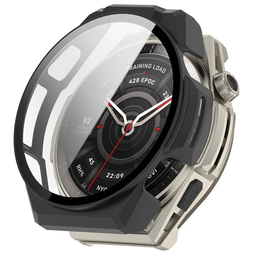 For Huami Amazfit Balance Ultra PC Watch Case with Tempered Glass Full Coverage Watch Cover - Matte Black - 1