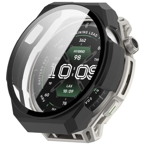 For Huami Amazfit Balance 3 PC Watch Case with Tempered Glass Full Coverage Watch Cover - Matte Black - 1