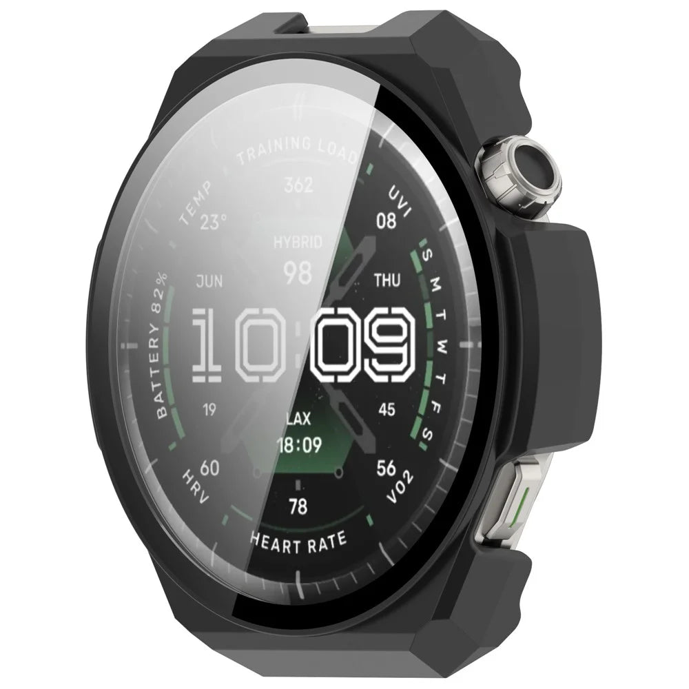 For Huami Amazfit Balance 3 PC Watch Case with Tempered Glass Full Coverage Watch Cover - Matte Black - 2