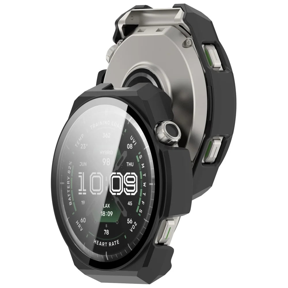 For Huami Amazfit Balance 3 PC Watch Case with Tempered Glass Full Coverage Watch Cover - Matte Black - 3