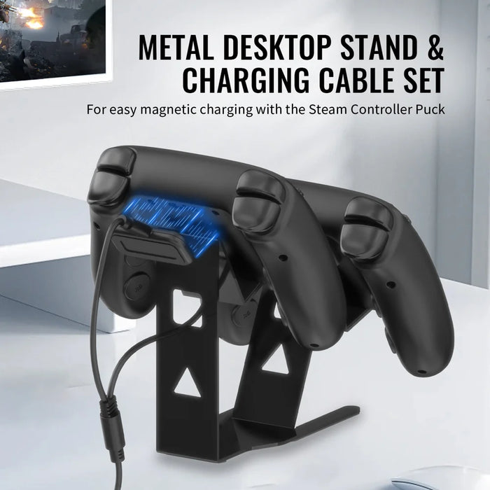 JYS SDM012 Gaming Controller Stand for Steam Controller/Nintendo Switch Pro/Sony PlayStation 5/4 Charging Station with Dual USB-C Cable - 4