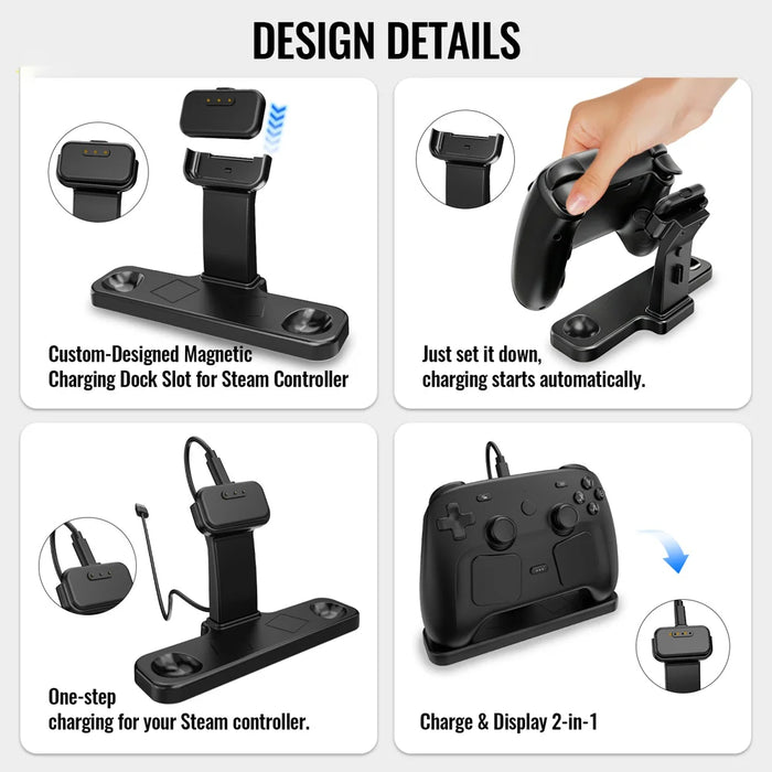 JYS SDM013 Desktop Stand for Steam Controller Anti-slip Holder Dock Space Saving Stable Base - Black - 6