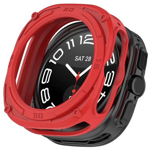 For Samsung Galaxy Watch Ultra2 47mm TPU Case Armor Mecha Shockproof Protective Cover - Red - 1
