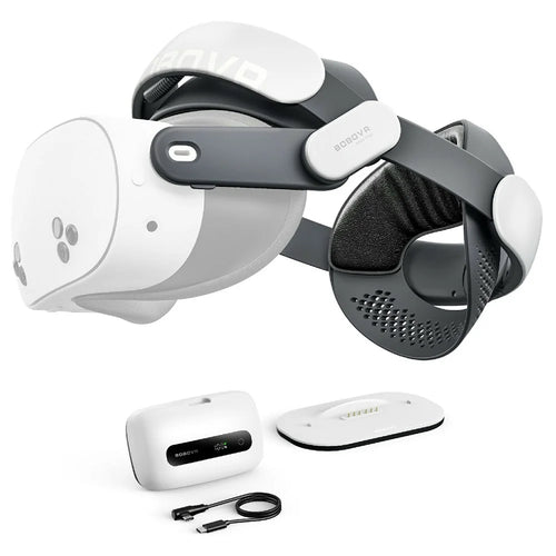 BOBOVR M3 Pro+ Rechargeable Head Strap with 6500mAh Battery and Charging Dock for Meta Quest 3 / 3S - White - 1