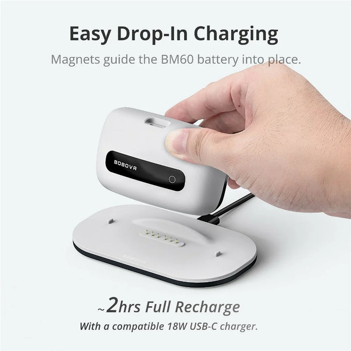 BOBOVR M3 Pro+ Rechargeable Head Strap with 6500mAh Battery and Charging Dock for Meta Quest 3 / 3S - White - 5
