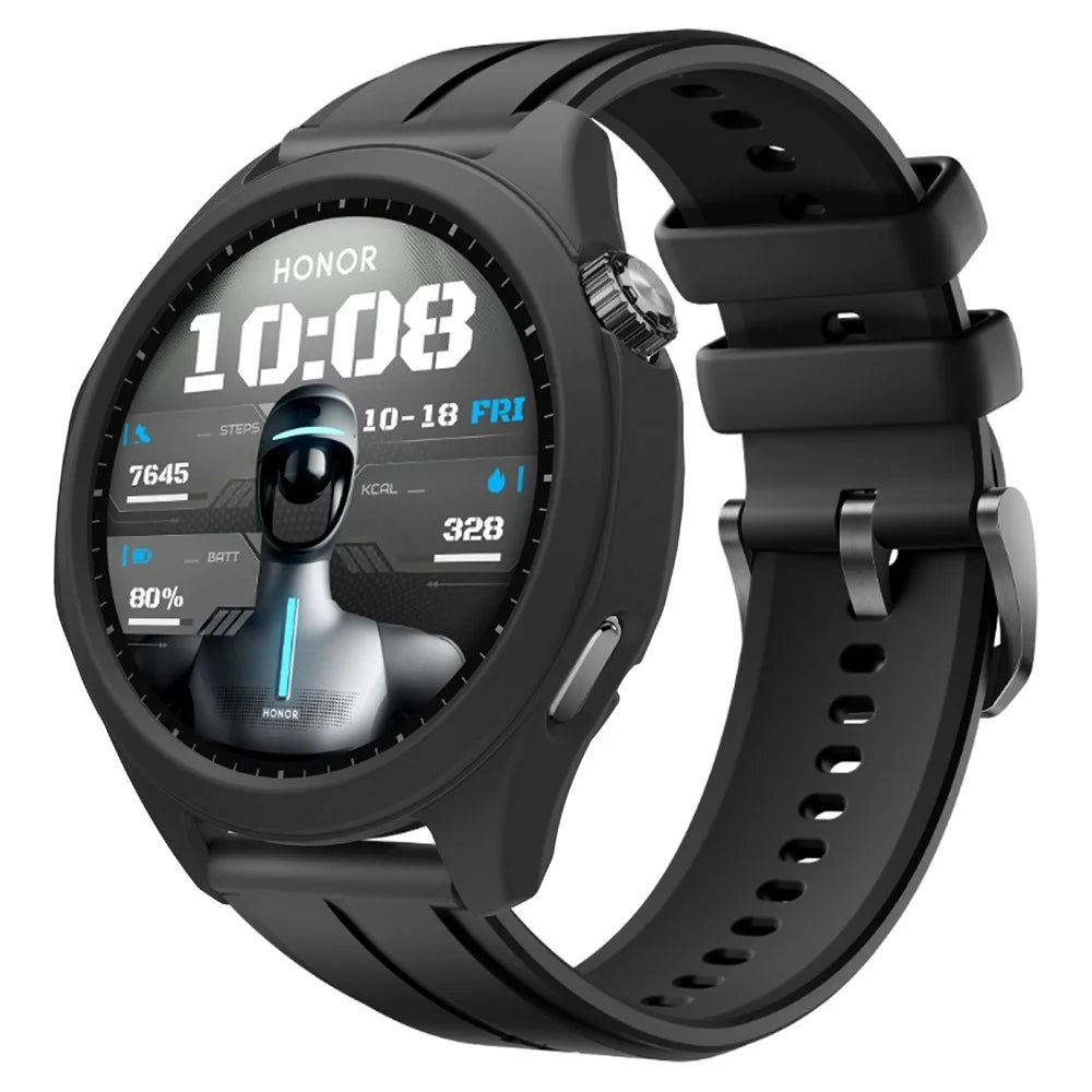 For Honor Watch 6 Protective Case Silicone Anti Scratch Watch Cover - Black - 3