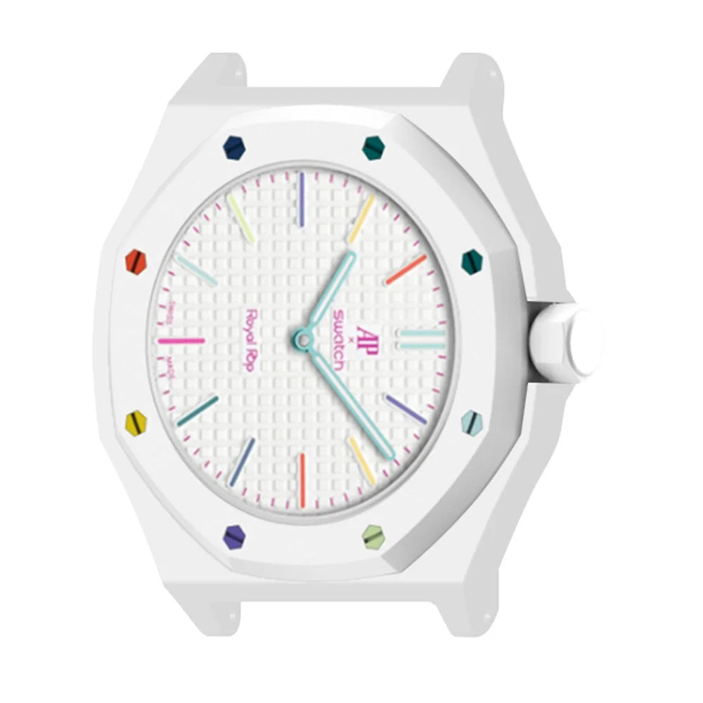 For Swatch Royal Pop Case 22mm Strap Interface PC Watch Protective Cover - White - 5