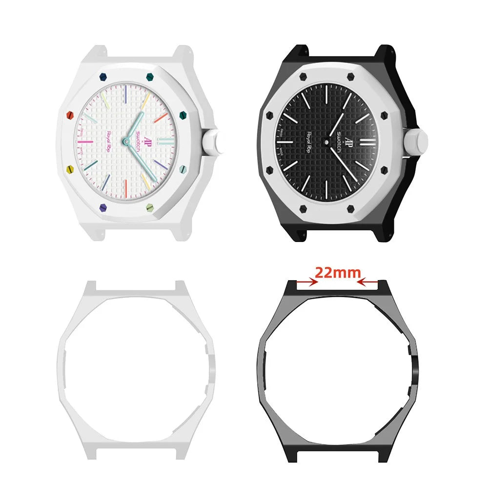 For Swatch Royal Pop Case 22mm Strap Interface PC Watch Protective Cover - White - 6