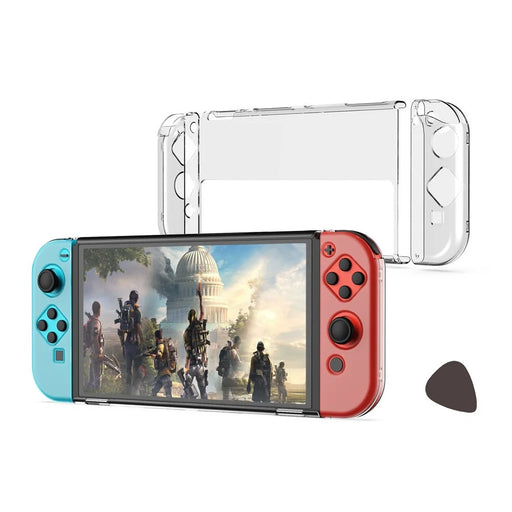 DOBE TNS-1133B 3-in-1 Detachable PC Transparent Protective Case Drop-proof Shell for Nintendo Switch OLED Left/Right Handles Host - 1