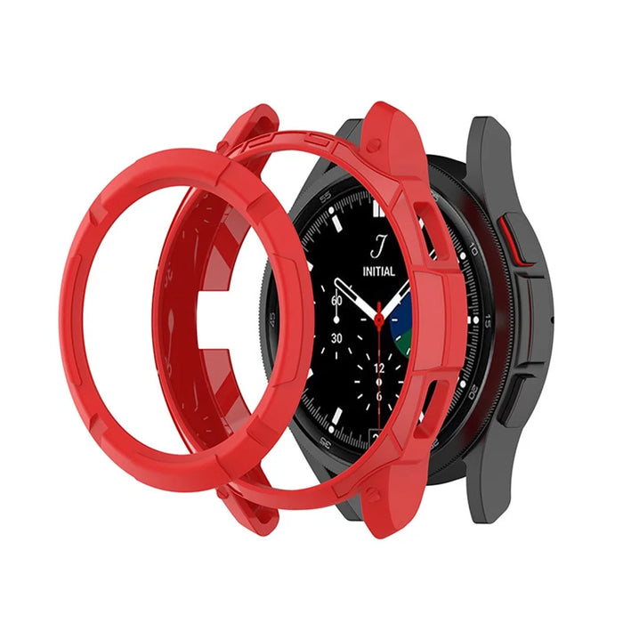 Solid Color Watch Frame Case Protector with Rotatable Bezel Ring for Samsung Galaxy Watch4 Classic 42mm - Red - 4