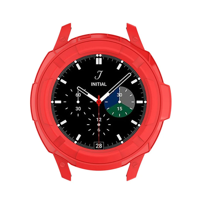 Solid Color Watch Frame Case Protector with Rotatable Bezel Ring for Samsung Galaxy Watch4 Classic 42mm - Red - 6