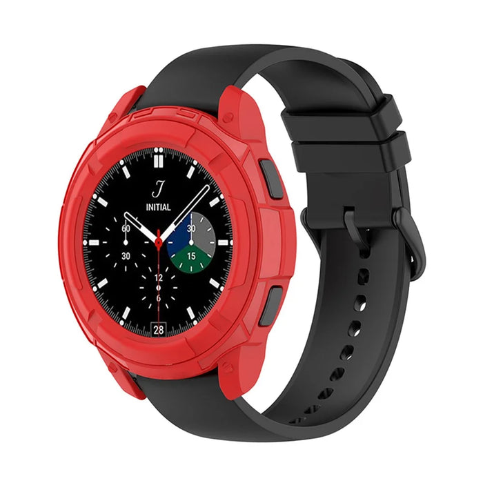 Solid Color Watch Frame Case Protector with Rotatable Bezel Ring for Samsung Galaxy Watch4 Classic 42mm - Red - 7