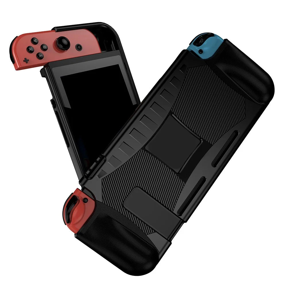 Shockproof TPU Protective Case Cover with Kickstand for Nintendo Switch - Black - 1