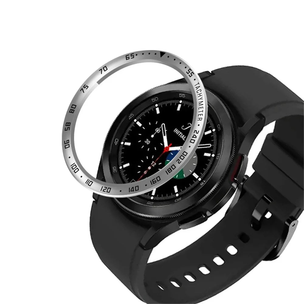 Speed Scale Design Stainless Steel Protective Watch Bezel Ring Cover for Samsung Galaxy Watch4 Classic 46mm - Silver/Black - 1