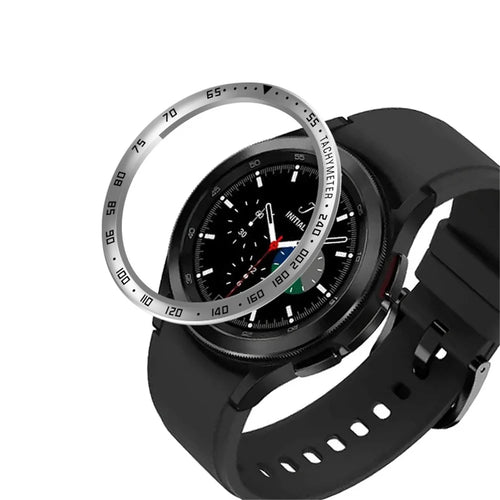 Speed Scale Design Stainless Steel Protective Watch Bezel Ring Cover for Samsung Galaxy Watch4 Classic 46mm - Silver/Black - 1