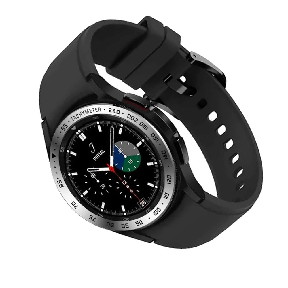 Speed Scale Design Stainless Steel Protective Watch Bezel Ring Cover for Samsung Galaxy Watch4 Classic 46mm - Silver/Black - 2