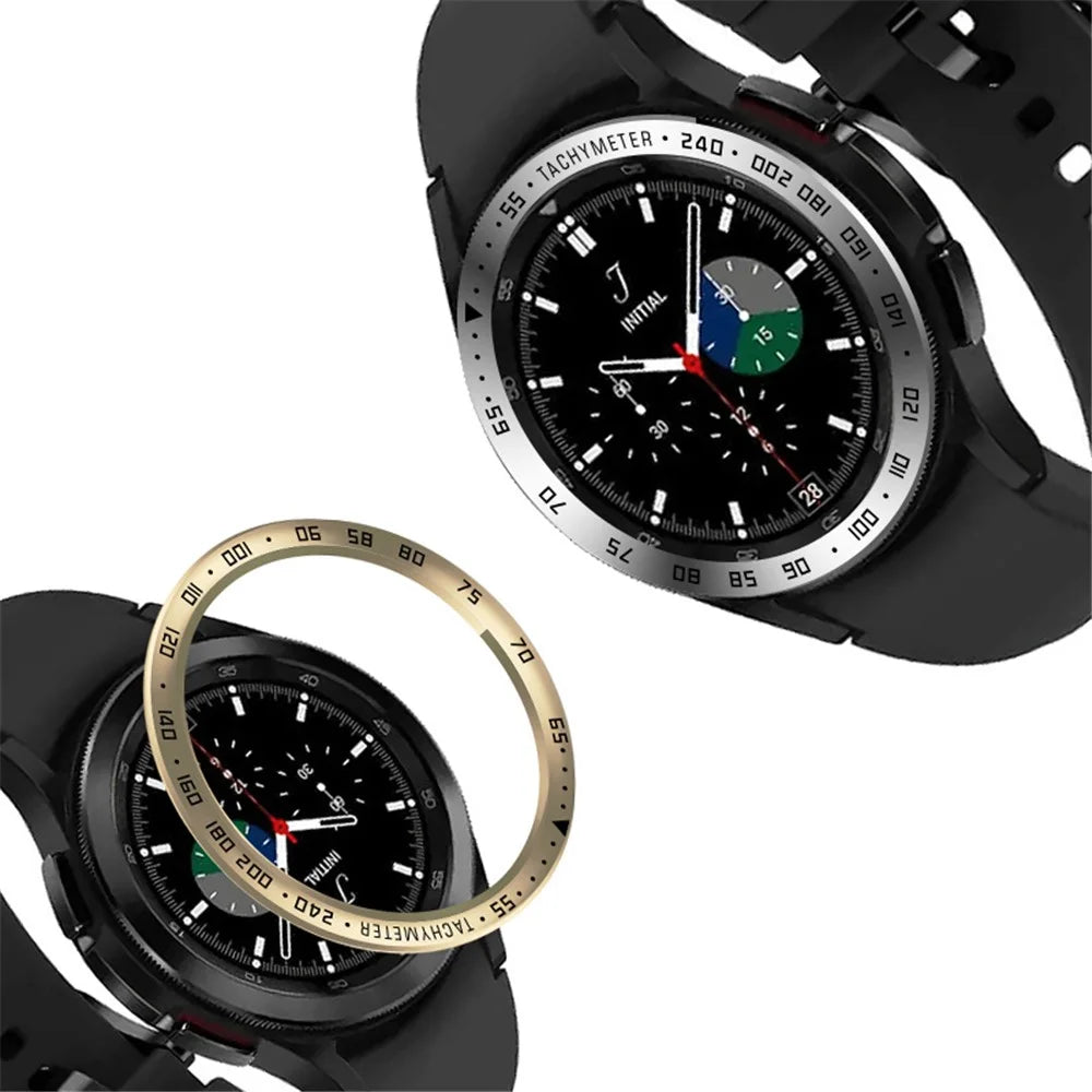 Speed Scale Design Stainless Steel Protective Watch Bezel Ring Cover for Samsung Galaxy Watch4 Classic 46mm - Silver/Black - 3