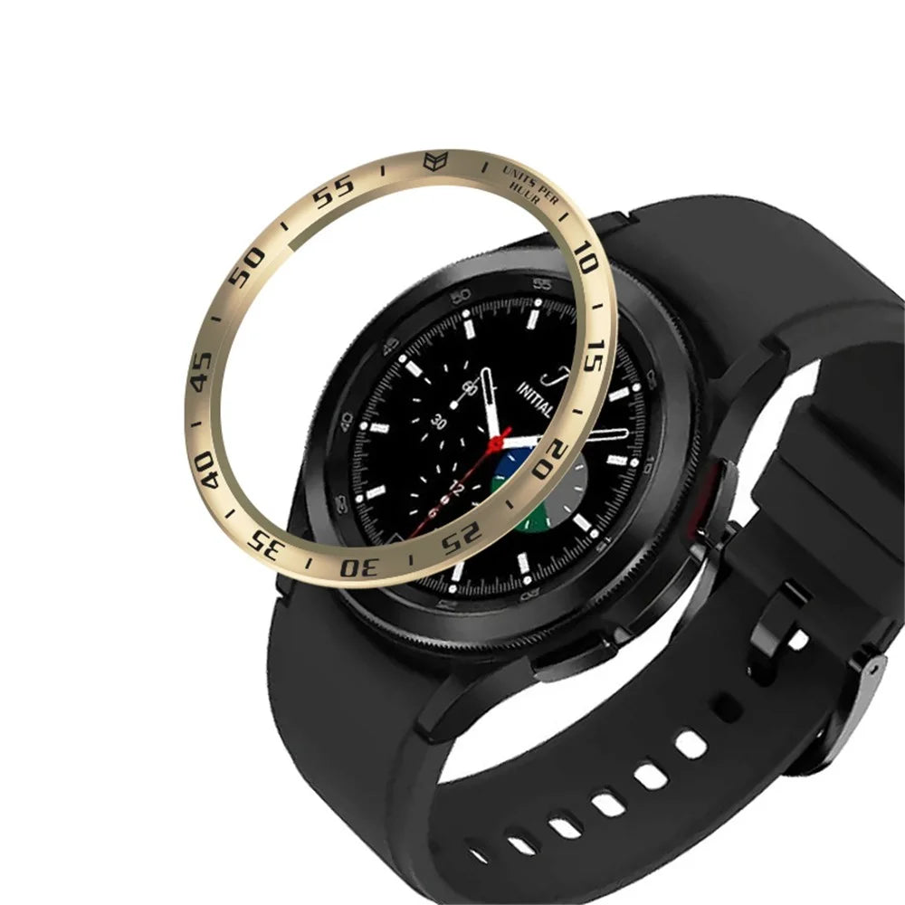 Time Scale Design Stainless Steel Watch Protective Bezel Decor Ring for Samsung Galaxy Watch4 Classic 46mm - Retro Gold/Black - 1