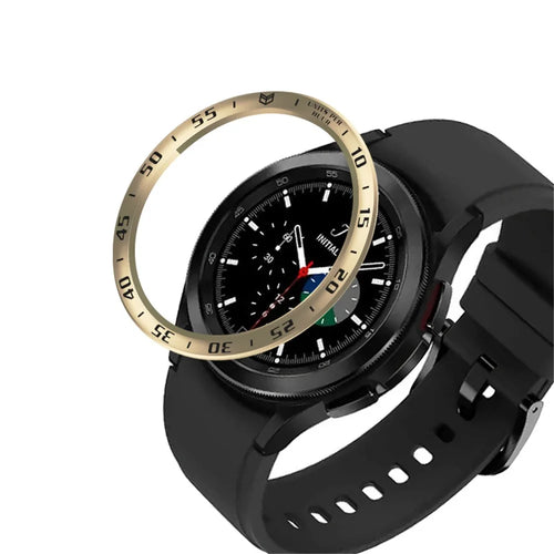 Time Scale Design Stainless Steel Watch Protective Bezel Decor Ring for Samsung Galaxy Watch4 Classic 46mm - Retro Gold/Black - 1