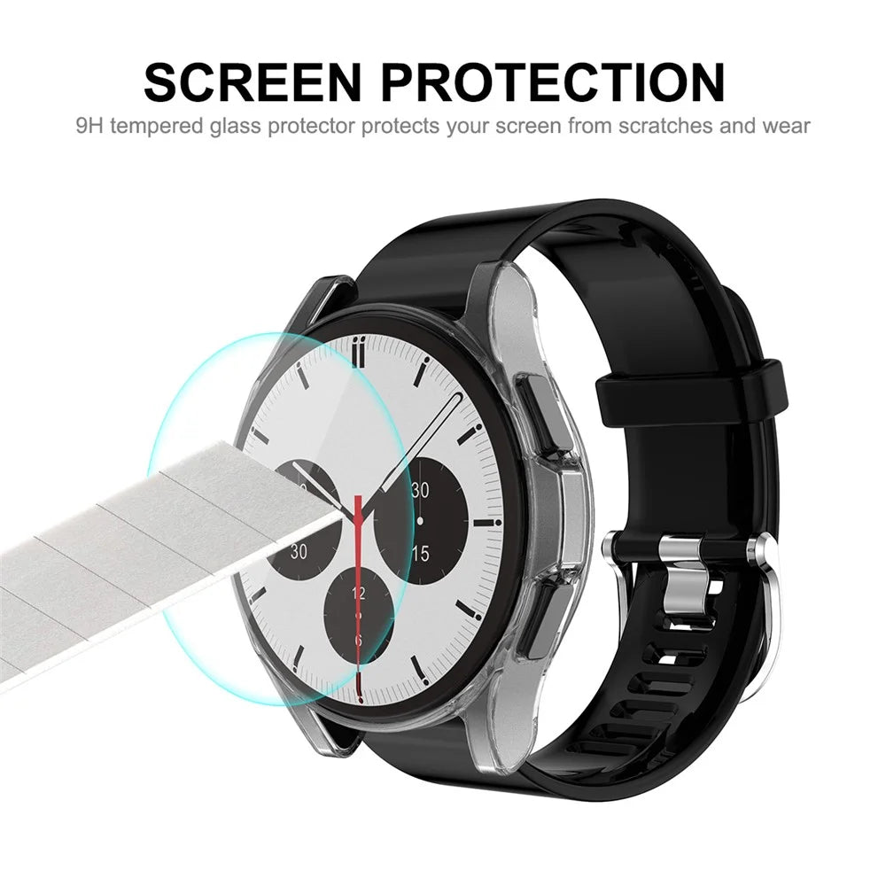 ENKAY HAT PRINCE 0.2mm 2.15D 9H Tempered Glass Screen Protector with Transparent TPU Watch Protective Case for Samsung Galaxy Watch4 Classic 46mm - 7
