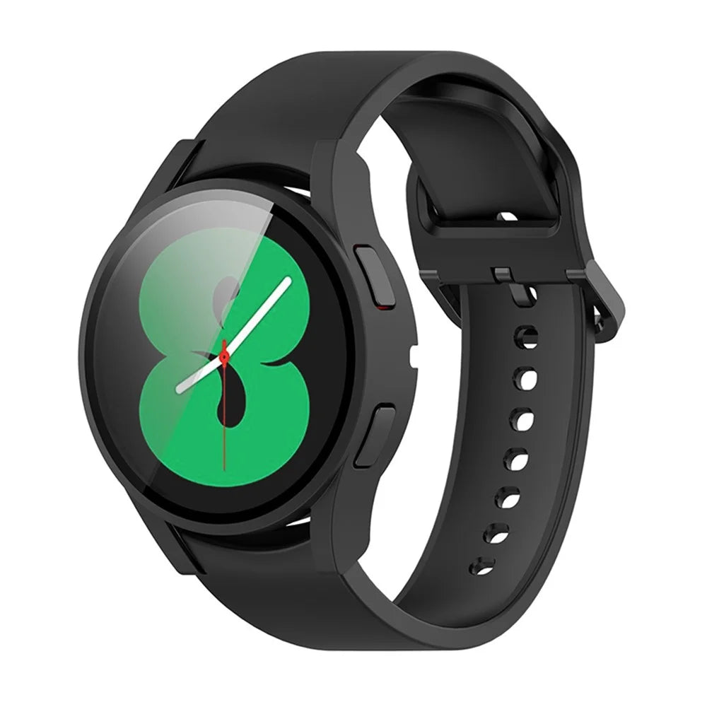 Hard PC Cover with Tempered Glass Screen Protector for Samsung Galaxy Watch4 40mm - Black - 3