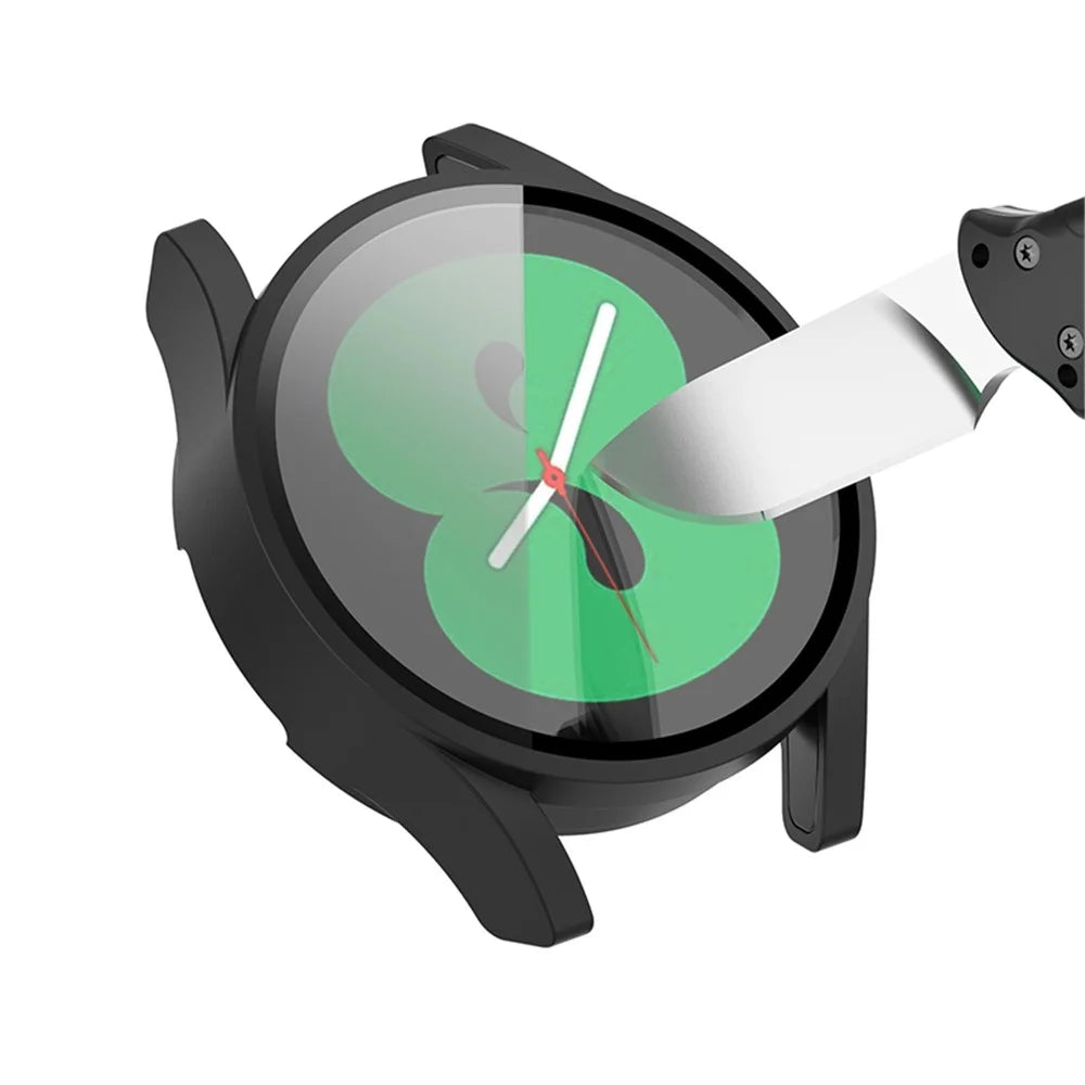 Hard PC Cover with Tempered Glass Screen Protector for Samsung Galaxy Watch4 40mm - Black - 4