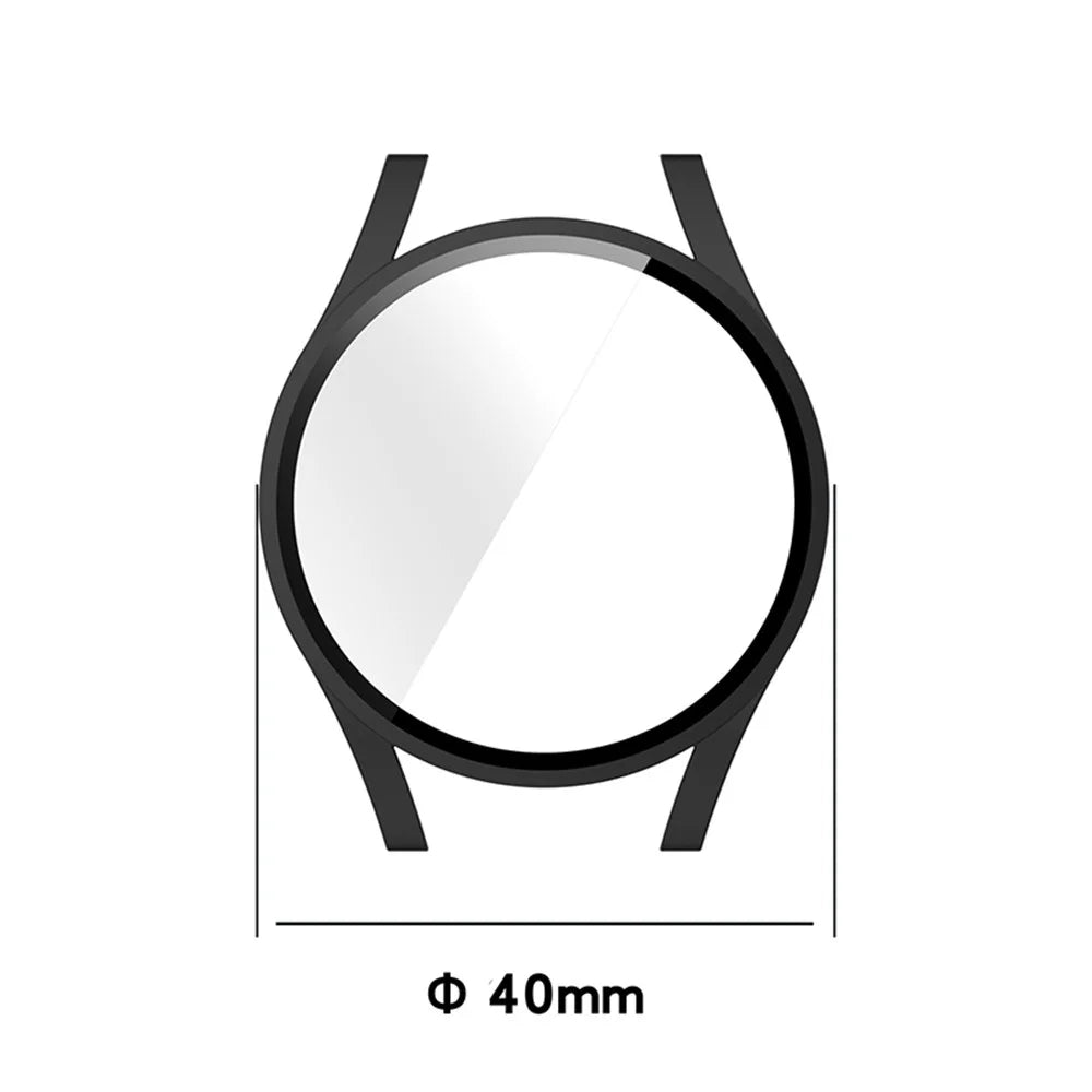 Hard PC Cover with Tempered Glass Screen Protector for Samsung Galaxy Watch4 40mm - Black - 5