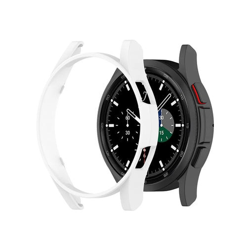 Half Hollowed Watch Cover PC Anti-Scratch Protection Frame Shell for Samsung Galaxy Watch4 Classic 46mm - White - 1