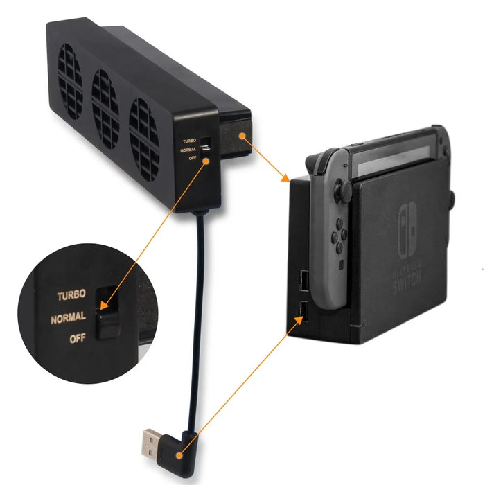 DOBE TNS-1719 3-Fan USB Cooling Fan Cooler for Nintendo Switch Game Console Holder - 7