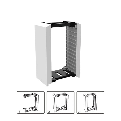 DOBE TP5-0520 12-Tier Optical Disc Rack Vertical Card Box Holder Storage Stand for PS4/PS5/Xbox/Nintendo Switch Game Card Box - White - 2